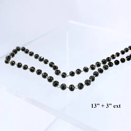 Vista 3 de POMINA Delicada gargantilla negra con cuentas de cristal, gargantilla de cuentas de cristal multifacéticas para mujer