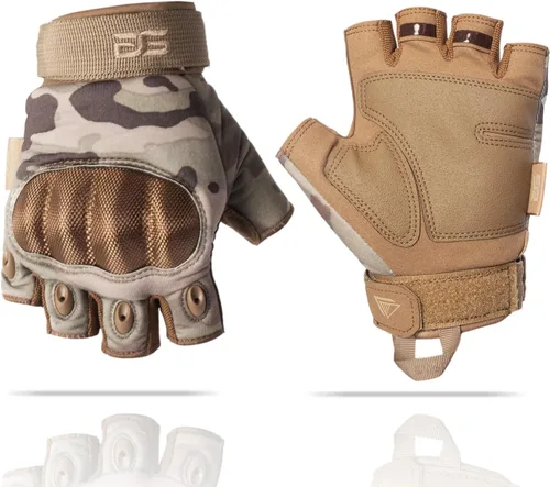 Vista 7 de Glove Station - Guantes tácticos de nudillos sin dedos para hombre - Guantes de motocicleta para tiro táctico, Airsoft, caza, trabajo policial