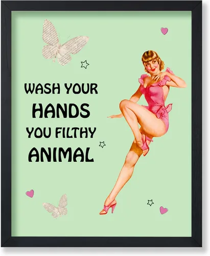 Vista 12 de Poster Master Pin Up Girl Poster - Better Late Than Ugly Print - Butterfly Art - Modern Art - Trendy Art - Gift for Men & Women - Funny Decor for