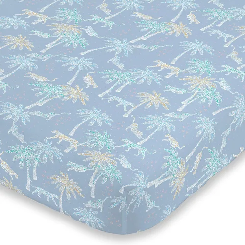 Vista 5 de NoJo Sábana bajera ajustable para cuna de acuarela de montaña súper suave, azul, verde, bronceado y blanco, azul, verde, tostado, blanco