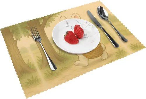 Vista 12 de Rectangular Placemats Set of 4, Heat Resistant Donuts Printed Kitchen Dining Table Mats