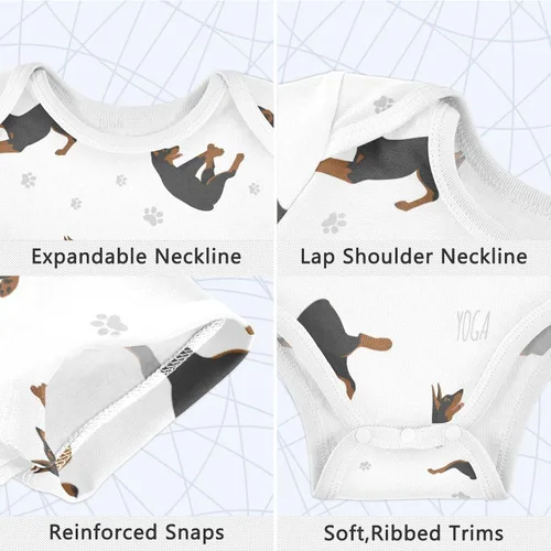 Vista 3 de vvfelixl Bodies para bebé niña negro Pug blanco manga corta algodón ropa de bebé para niñas 0-24 meses