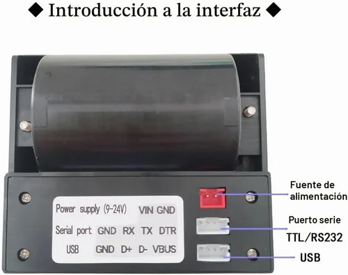 Vista 4 de Impresora térmica integrada de 2.283 in TTL de tickets impresora de puerto serie Módulo de impresión de papel de recibo térmico 9-24V