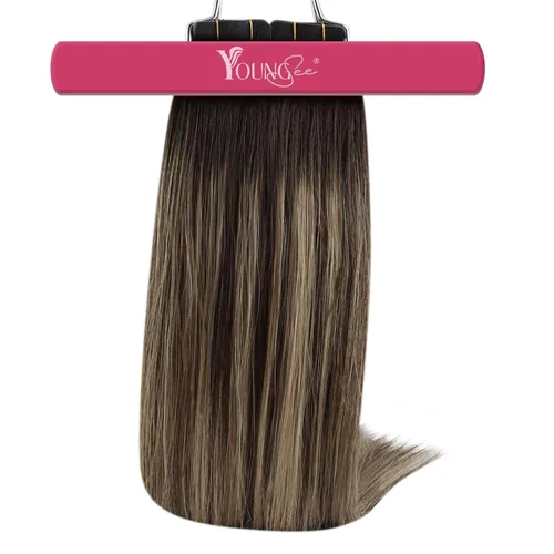 Vista 165 de YoungSee Extensiones de Cabello Humano con Cinta Balayage Extensiones de Cabello con Cinta Marrón Oscuro Extensiones de Cabello con Cinta Ombre
