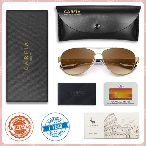 Vista 6 de CARFIA Gafas de sol polarizadas para mujer, protección UV, ultraligeras, cómodas, con marco de metal, gafas de conducción CA3210