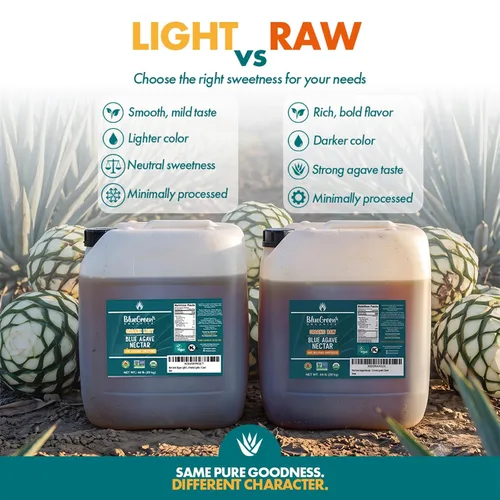 Vista 3 de BLUE GREEN ORGANICS - Néctar de agave azul crudo de 44 libras, edulcorante natural orgánico a granel, recipiente de 4 galones para restaurantes