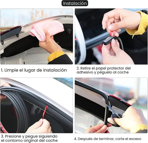Vista 6 de Tira de sello para puerta de coche 10M/32.8Ft, sellado automotriz de doble capa en forma de L, universal, autoadhesiva, para puerta de coche, portón