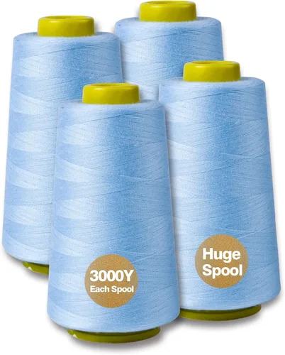 Vista 14 de Hilo serger blanco y negro, hilo multiusos para coser, poliéster, 4 conos de 2743 m cada uno para máquina de coser