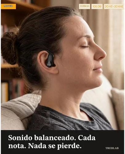Vista 4 de TREBLAB Auriculares inalámbricos X4 con ganchos para los oídos, batería 253H, micrófono ENC, Bluetooth 5.4, funda de carga USB-C, IPX5 impermeable