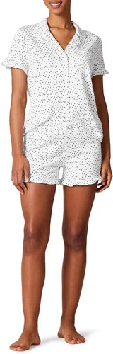 Vista 9 de Amazon Essentials - Conjunto de pijama de algodón modal con cuello de muesca y volantes para mujer Beige