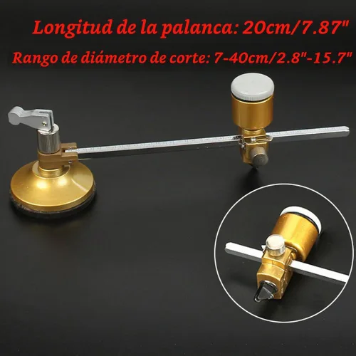 Vista 2 de Cortador de vidrio circular resistente con ventosa 40 # Dorado