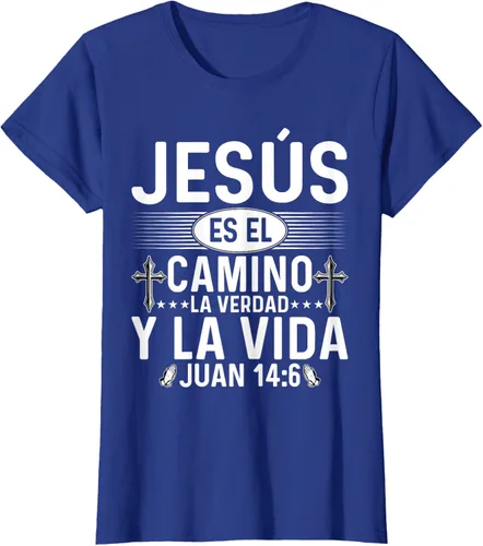 Vista 33 de Camisetas Cristianas en español Versículos Biblia Juan 14:6 Camiseta, Negro, S