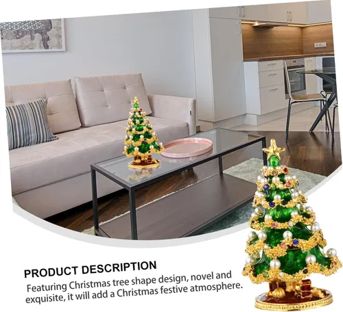 Vista 3 de EXCEART Christmas Tree Trinket Organizer 2 Pcs Jewelry Box Retro Decor Bling Decor Christmas Decor Decorative Tabletop Christmas Tree Collectible