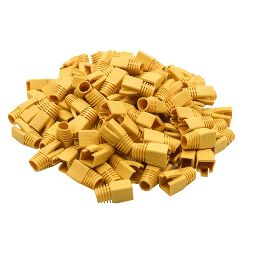 Vista 6 de Cable Ethernet RJ45 de plástico blando cubierta de botas de red de alivio de tensión CAT6A CAT7 CAT8 100 unidades (morado)