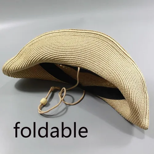 Vista 3 de CZDYUF - Sombrero de paja para hombre, ala ancha, plegable, gorra de hueso grande para hombre, talla grande, sombrero Fedora de 22.8in 23.6in Big