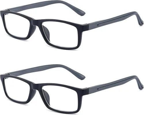 Vista 2 de Lentes de lectura con bloqueo de luz azul para hombres y mujeres, marco rectangular, lectores de computadora con bisagra de resorte