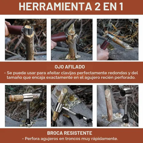 Vista 7 de Kosibate Bushcraft Gear, Llave de Barrena Manual para Facilitar la Perforación de Madera - Llave de Colonos y Herramientas de Bushcraft Perfectas
