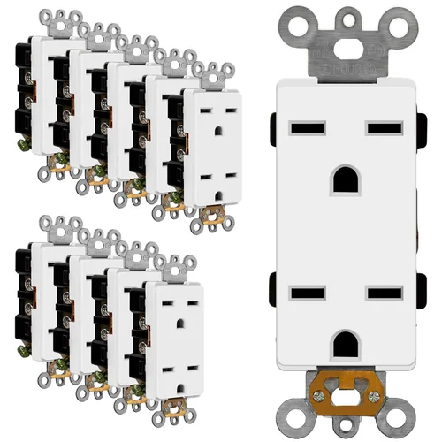 Vista 10 de ENERLITES Toma de corriente decorativa de grado industrial, 15A 125V, receptáculo dúplex resistente a manipulaciones, conexión a tierra, 5-15R, 2