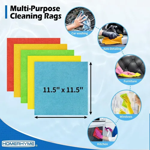 Vista 7 de Toallas de microfibra para automóviles, paquete de 24 paños de limpieza de microfibra, toallas de limpieza de 11.5 x 11.5 pulgadas, absorbentes a