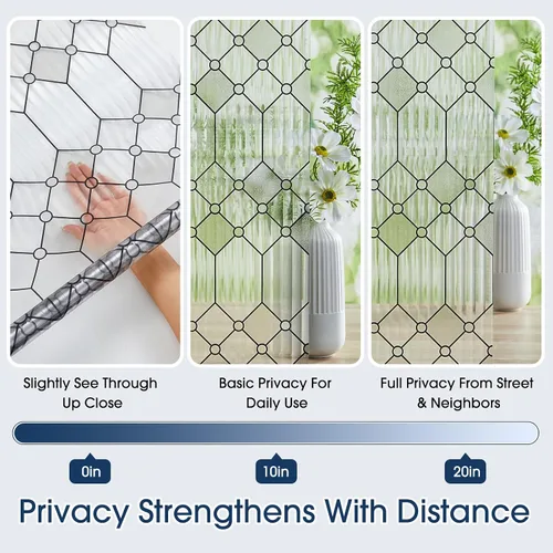 Vista 8 de Reeded Glass Privacy Window Film Static Cling for Home Clear