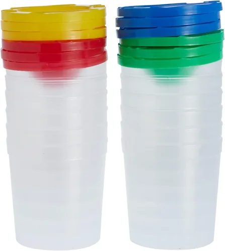 Vista 8 de Juvale Paquete de 12 vasos de pintura antiderrames con tapas para niños, suministros de arte y manualidades para aulas (4 colores, 3 x 3 pulgadas)
