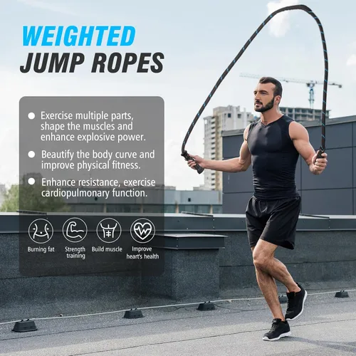 Vista 7 de Supertrip Cuerda de saltar con peso mejorada para fitness, hombres y mujeres, asas giratorias de segunda generación, 3.21 libras, 3.38 libras, 3.41