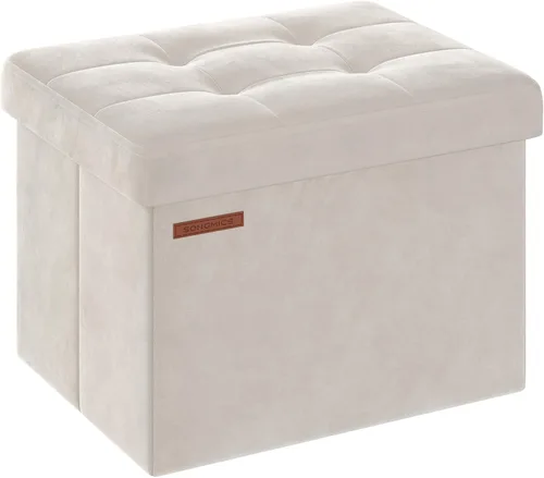 Vista 13 de SONGMICS Otomana pequeña plegable de almacenamiento, taburete reposapiés, 12.2 x 16.1 x 12.2 pulgadas, otomana con almacenamiento, carga de hasta