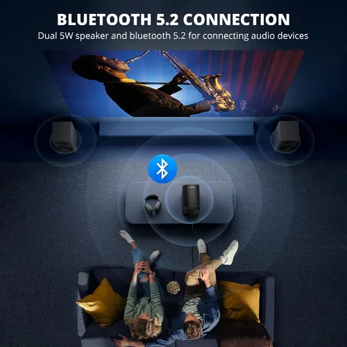 Vista 6 de Mini proyector inalámbrico con WiFi y Bluetooth 5G, proyector portátil compatible con proyección de video de película 4K, enfoque eléctrico 350ANSI