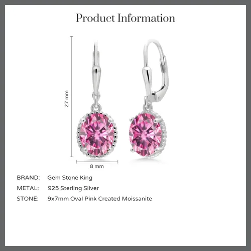 Vista 117 de Gem Stone King Aretes colgantes de gota para mujer, plata de ley 925, piedra natal ovalada de 0.354 x 0.276 in, joyería fina, regalos para ella