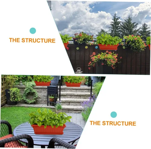 Vista 8 de Maceta rectangular de plástico para plantas de interior, jardinería, macetas de metal, macetas de cactus con bandeja, cuenco para suculentas