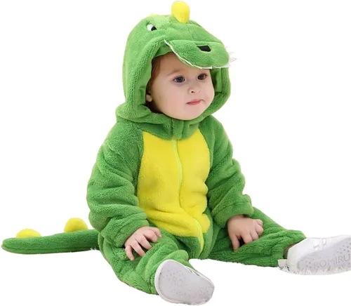 Vista 8 de ABTSHU Disfraces de animales para bebé, disfraz de Halloween para niños pequeños Dinosaurio verde