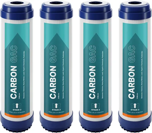 Vista 10 de NU Aqua Cartucho de filtro de carbón activado granular de ósmosis inversa – 10 pulgadas 1 micrón universal GAC RO – 1 paquete de filtros premium