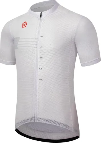 Vista 2 de GCRFL Maillot de ciclismo para hombre con 3+1 bolsillos con cremallera manga corta ciclismo ciclismo camiseta de ciclismo transpirable tela de malla
