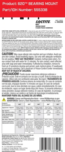 Vista 4 de Loctite 620 - Botella de fijador de piezas cilíndricas, de alta temperatura