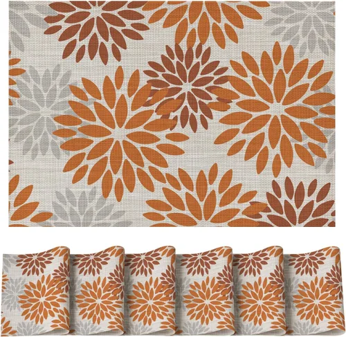 Vista 39 de Artoid Mode - Juego de 4 manteles individuales de vinilo con diseño floral, resistentes al calor, lavables, antideslizantes, de PVC, para decoración