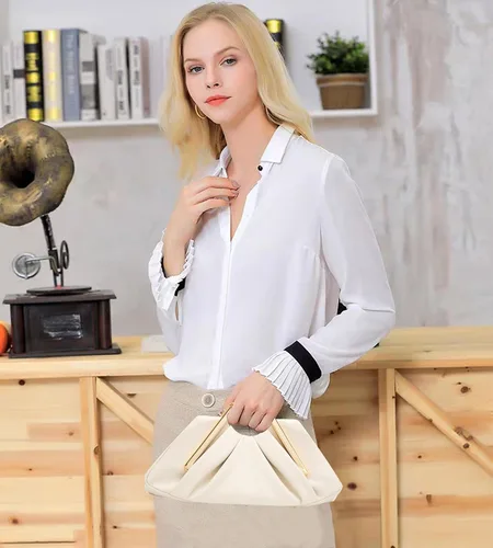 Vista 3 de myfriday Elegante bolso de mano fruncido para mujer, bolso de noche suave para boda, fiesta de graduación, eventos formales