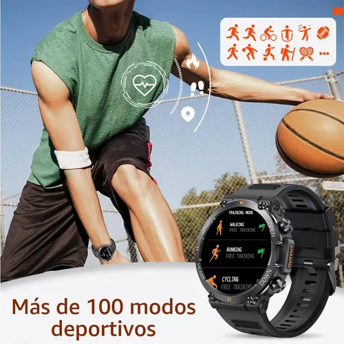 Vista 3 de Relojes inteligentes con pantalla IPS de 1.39 pulgadas para hombres, resistente y táctico, rastreador de actividad física con llamada