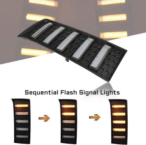 Vista 2 de Switchback - Lámpara LED antiniebla frontal color blanco/ámbar secuencial para correr durante el día, luz de parachoques LED, función de señal