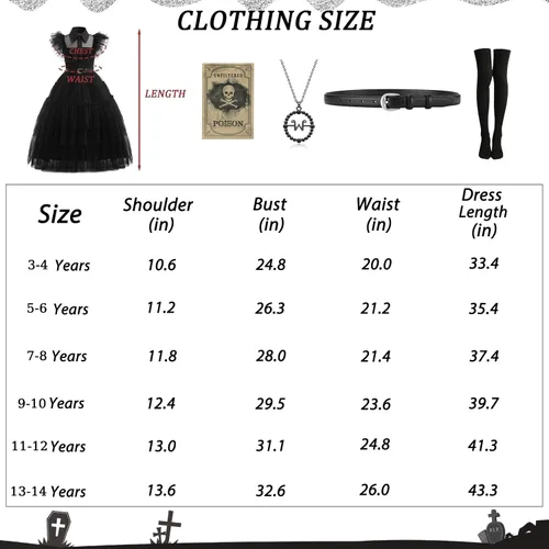 Vista 5 de Disfraz iluminado para niñas, disfraces de Halloween con cinturón, collar, calcetines, banda para el cabello, varita