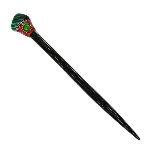 Vista 6 de Mia Jewel Shop - Palillos de madera de Chonta con piedras preciosas curativas naturales – Palillos para el cabello hechos a mano para mujeres