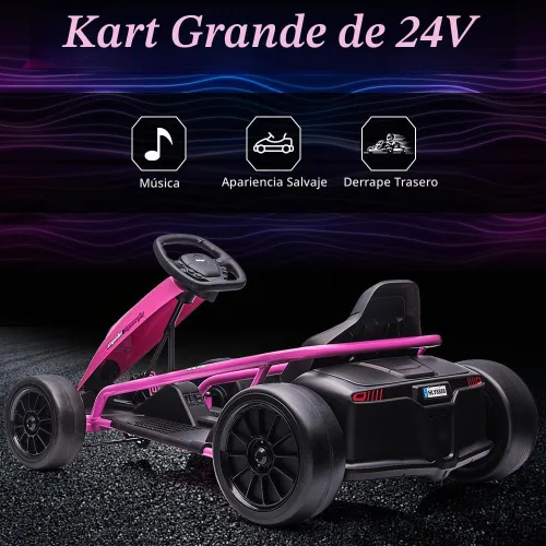 Vista 5 de 24V niños eléctrico Drift Go Kart con 300W*2 motores Rosa