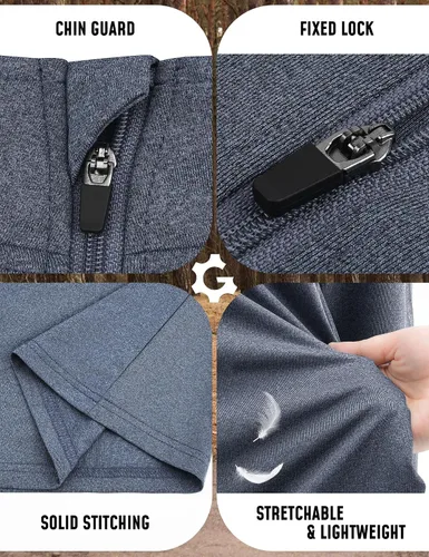 Vista 5 de JumGear-Life 3Pack Quarter Zip Pullover Men Long Sleeve Sweatshirts Running Athletic Golf Gym Shirt Quick Dry