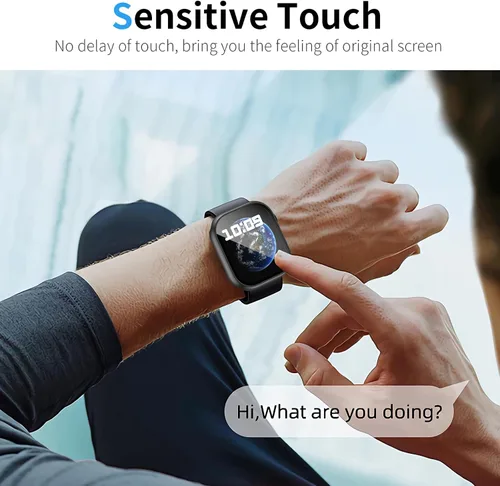 Vista 5 de WISKII - Juego de 2 protectores de pantalla y fundas para Apple Watch Series 9/8/7 de 41 mm, cubierta protectora ultradelgada de policarbonato duro