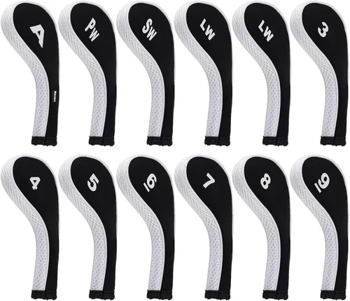 Vista 9 de Andux 12 unids/set Golf Iron Club Head Covers Número impresión cuello largo con cremallera with Zipper Closure Number Print Coloured Piping