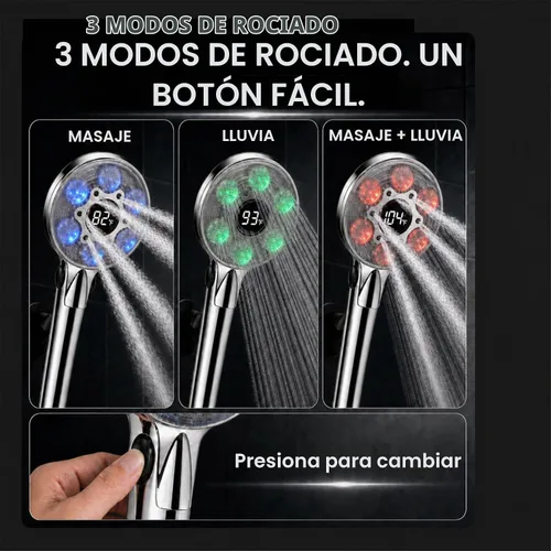 Vista 3 de Cabezal de ducha LED con mano, cambio