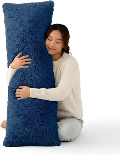 Vista 9 de Cheer Collection Almohada larga para el cuerpo, almohada larga suave y mullida para sofá y cama, almohada de felpa para dormir de lado, almohada