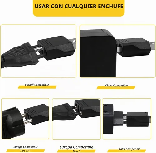 Vista 3 de 6 Pack Adaptador de Enchufe Europeo a EE. UU., Adaptador de Enchufe de Salida Europeo a Americano Pequeño para Viajes, Adaptador de Enchufe Europeo