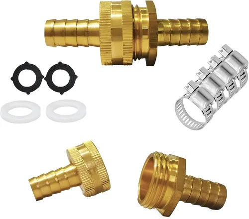 Vista 20 de AOPANDA Conector de reparación de extremo de manguera de agua de latón macizo con púa de 1/4" x rosca GHT hembra de 3/4", incluye abrazaderas