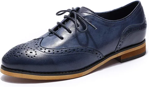 Vista 8 de Mona flying Wingtip Oxfords para mujer Zapatos de cuero con cordones para mujer Negro
