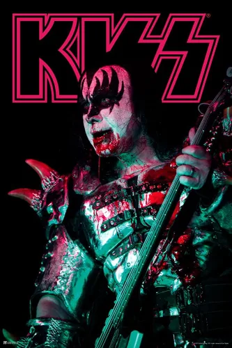 Vista 2 de Póster de beso laminado Bloody Demon Live Concert Gene Simmons Kiss Band Merchandise Kiss Collectibles Kiss Memorabilia Heavy Metal Music Merch